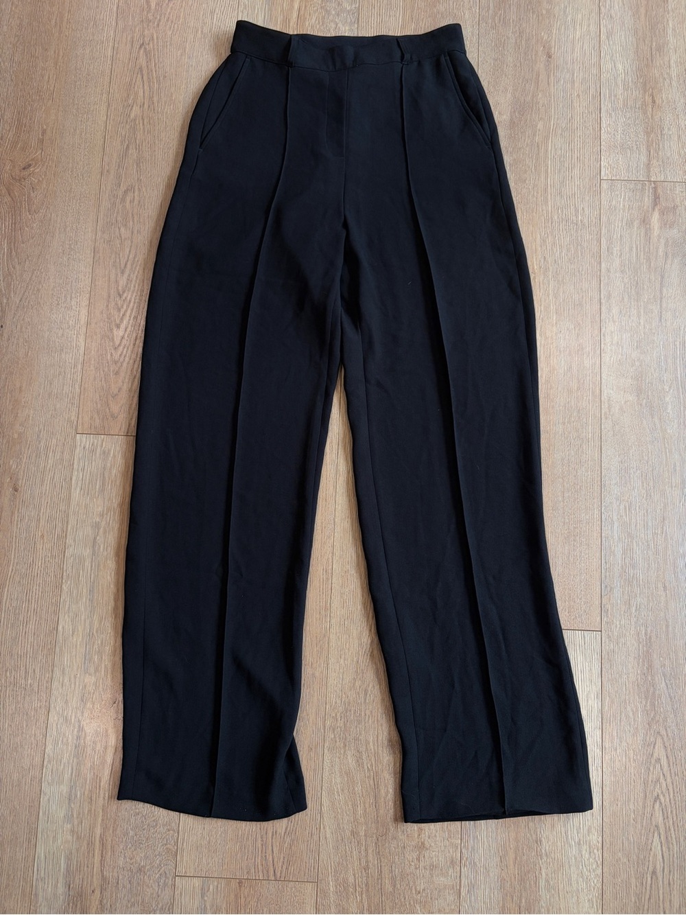 SPANX Black High Rise Wide Leg Pleated Trouser Pants Medium
